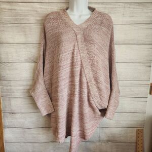 LOFT Medium Blush Pink Knit Tunic Top Dolman Sleeve Cozy Boho Chic